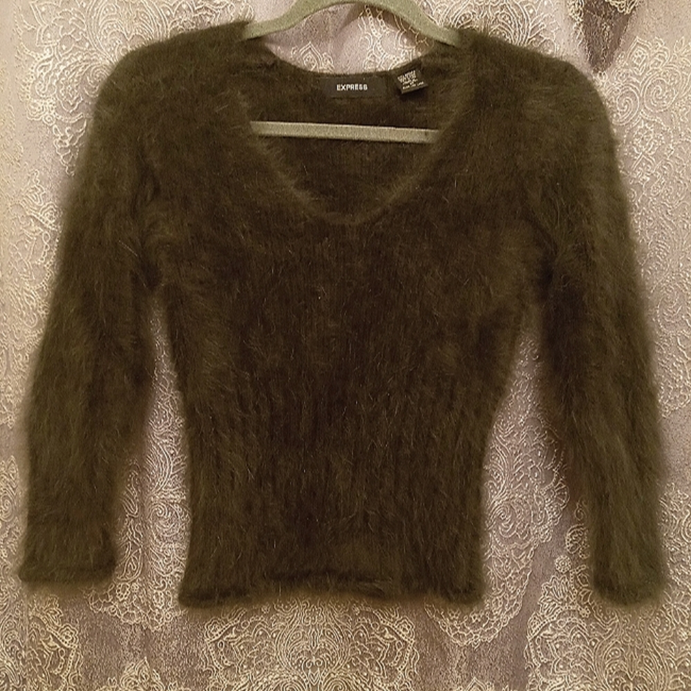 Angora Rabbit Fur Ultra Soft Black Sweater M